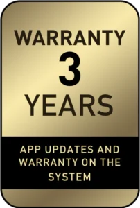 Three-year warranty with app updates included on the system.