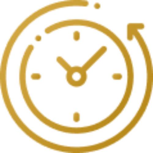 Icon image of a gold clock with a circular arrow