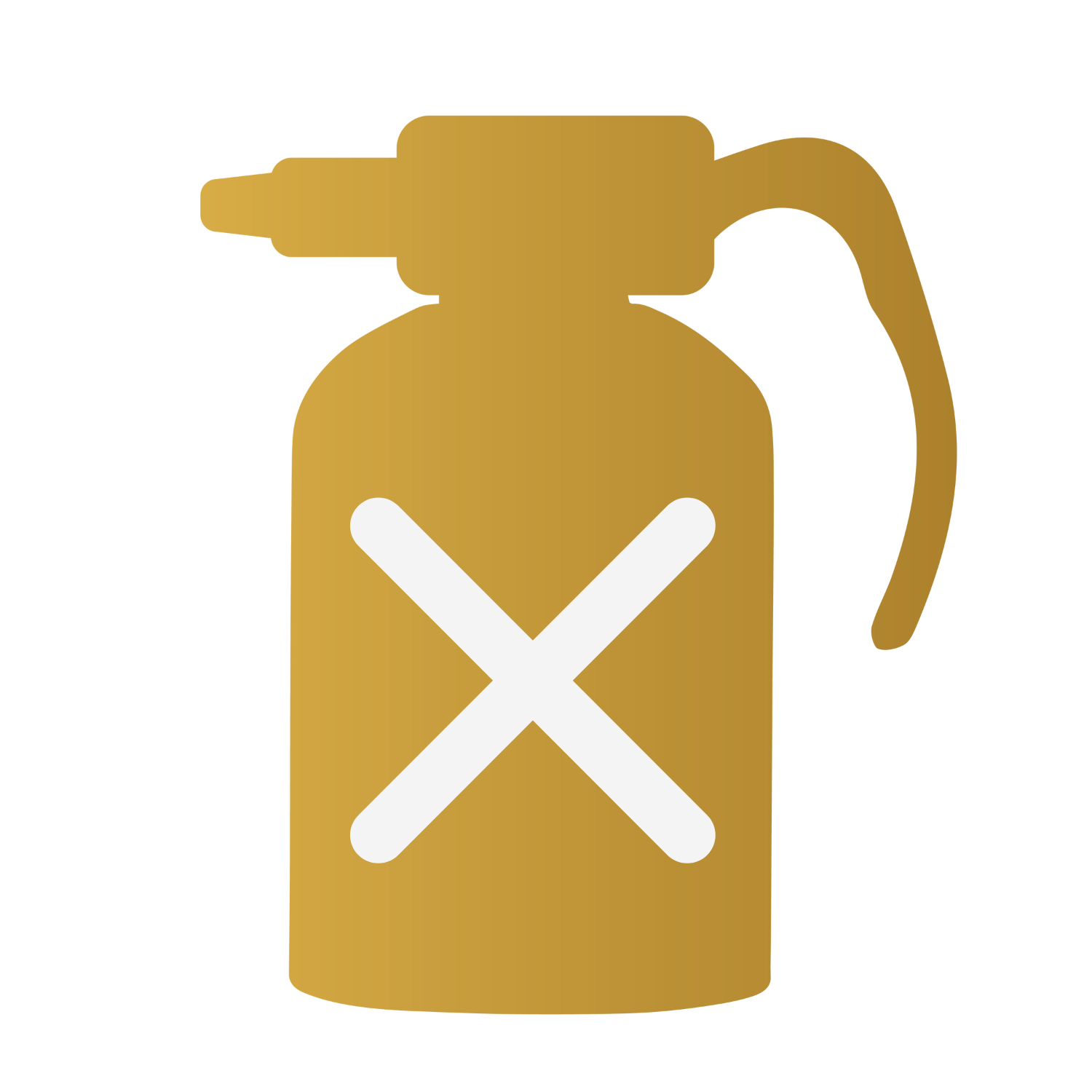 Gold spray bottle with a white X symbol on its front, brought to you by VisionBody.
