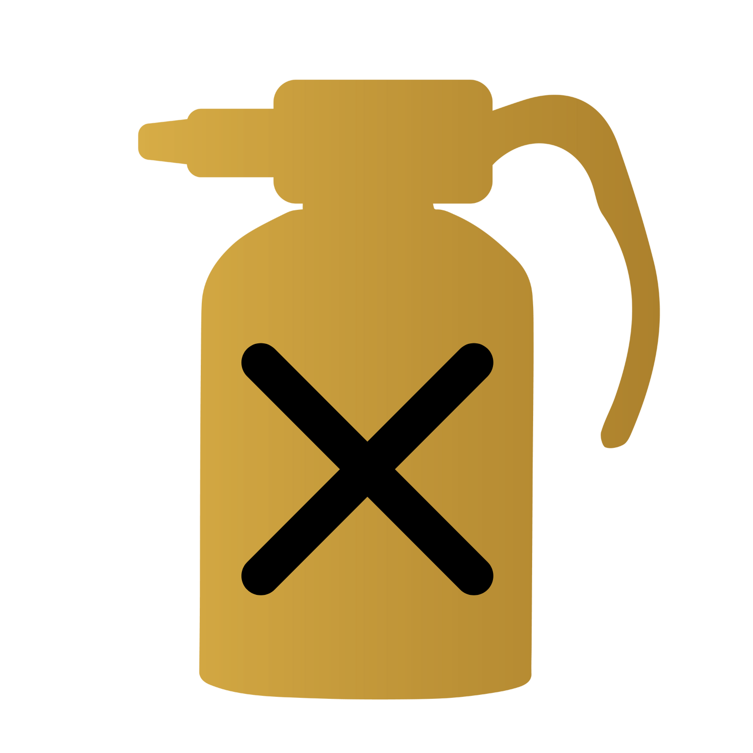 Golden spray bottle icon with a black 'X' symbol displayed on it, branded by VisionBody.